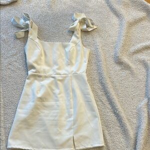 Lulu's Cream Mini Dress with Bow Straps